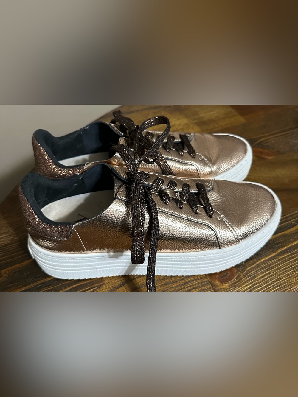 Joy Women’s Metallic Bronze Platform Lace-Up Sneakers